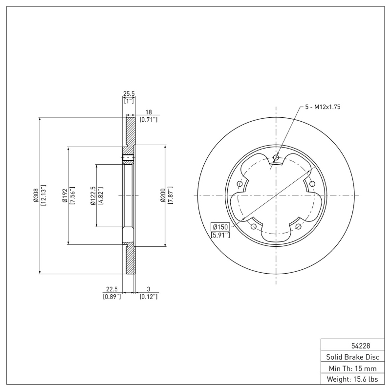 Ford Transit-350 Brake Rotor (1) - Rear - R1 Concepts - Plain - `15-`25